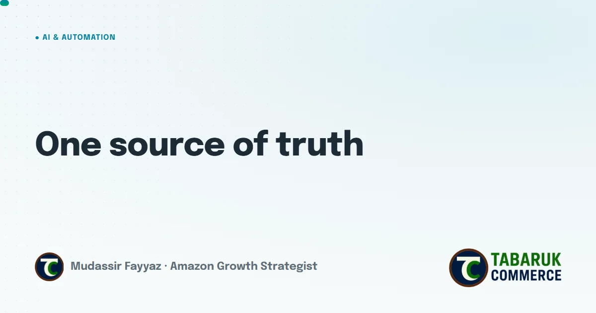 One Source of Truth for Amazon Data: Using AI as an Operator, Not a Developer