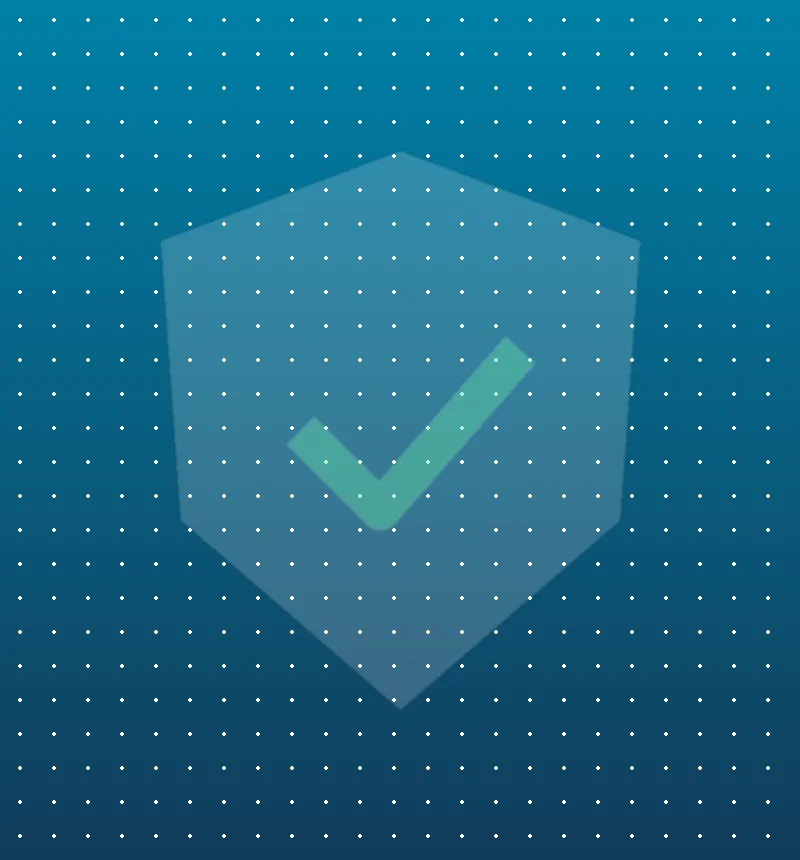 Abstract teal background with a shield and checkmark
