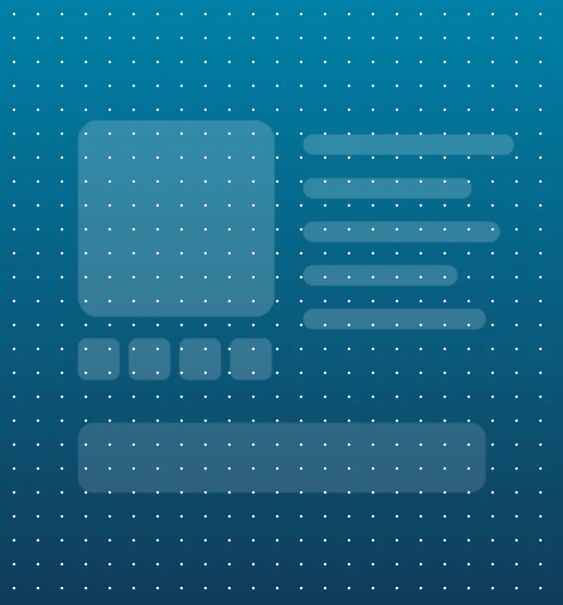 Abstract teal background with a product page layout outline