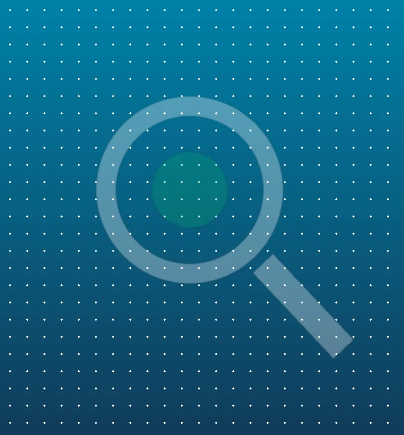Abstract teal background with a magnifying glass